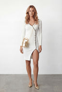 Oaklyn Ribbed Knit Collared Midi Dress
