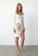 Oaklyn Ribbed Knit Collared Midi Dress