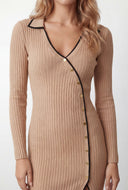 Oaklyn Ribbed Knit Collared Midi Dress