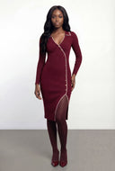 Oaklyn Ribbed Knit Collared Midi Dress