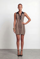 Chaya Greek Key Collared Striped Sleeveless Dress