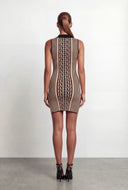 Chaya Greek Key Collared Striped Sleeveless Dress