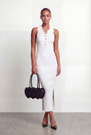 Persephone Rib Knit Collar Sleeveless Midi Dress