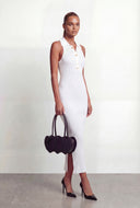 Persephone Rib Knit Collar Sleeveless Midi Dress