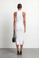 Persephone Rib Knit Collar Sleeveless Midi Dress