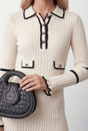 Bell Sleeve Ribbed Skater Sweater Dress