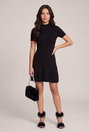 Rib Knit Mock Neck Mini Dress