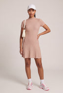 Rib Knit Mock Neck Mini Dress