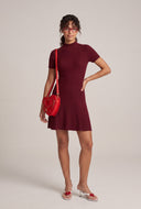 Rib Knit Mock Neck Mini Dress