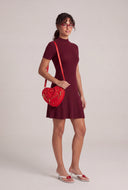Rib Knit Mock Neck Mini Dress