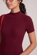 Rib Knit Mock Neck Mini Dress