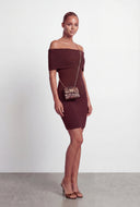 Rib Knit Off The Shoulder Mini Dress