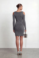 Stevie Ribbed Lurex Cold Shoulder Bodycon Dress