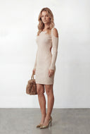 Stevie Ribbed Lurex Cold Shoulder Bodycon Dress