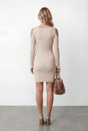 Stevie Ribbed Lurex Cold Shoulder Bodycon Dress