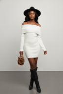 Zoe Eyelash Knit Fold Over Bodycon Dress