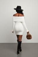 Zoe Eyelash Knit Fold Over Bodycon Dress