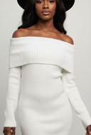 Zoe Eyelash Knit Fold Over Bodycon Dress