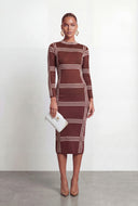 Plaid Windowpane High Neck Sweater Dress