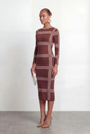 Plaid Windowpane High Neck Sweater Dress