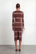 Plaid Windowpane High Neck Sweater Dress
