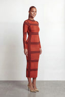 Plaid Windowpane High Neck Sweater Dress
