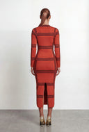 Plaid Windowpane High Neck Sweater Dress