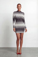 Patterned High Neck Sweater Dress