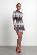 Patterned High Neck Sweater Dress