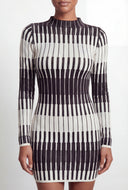Patterned High Neck Sweater Dress
