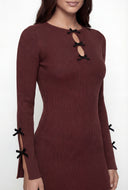 Phoebe Rib Knit Bow Bodycon Sweater Dress