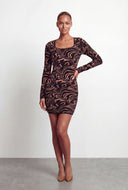 Aliya Psychedelic Swirl Mini Sweater Dress