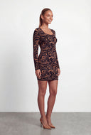 Aliya Psychedelic Swirl Mini Sweater Dress