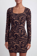 Aliya Psychedelic Swirl Mini Sweater Dress