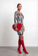 Patterned Square Neck Sweater Dress