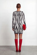 Patterned Square Neck Sweater Dress