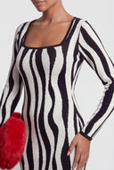 Patterned Square Neck Sweater Dress
