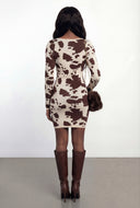Patterned Square Neck Sweater Dress
