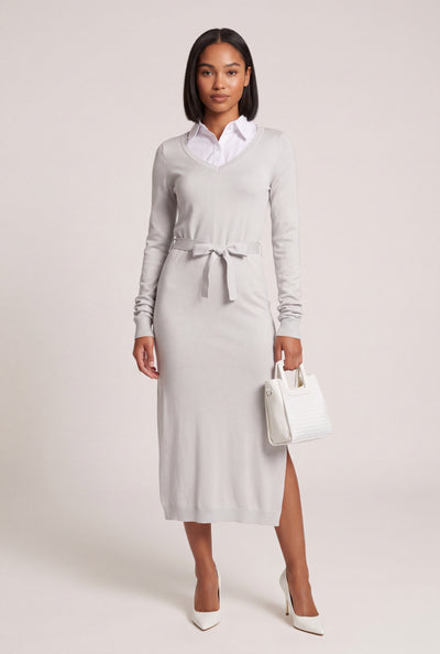 Layered Look Midi Sweater Dress