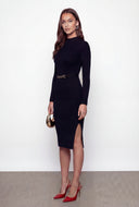 Chain Detail Rib Knit Sweater Dress