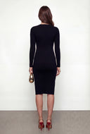 Chain Detail Rib Knit Sweater Dress