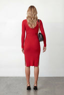 Chain Detail Rib Knit Sweater Dress