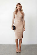 Chain Detail Rib Knit Sweater Dress