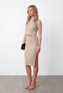 Chain Detail Rib Knit Sweater Dress