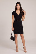 Belted Faux Wrap Dress