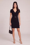 Belted Faux Wrap Dress