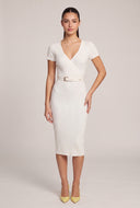 Belted Faux Wrap Dress