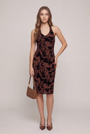 Velvet Burnout Halter Dress