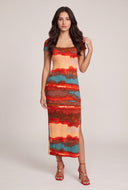 Abstract Print Short Sleeve Maxi Dress