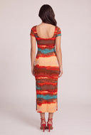 Abstract Print Short Sleeve Maxi Dress